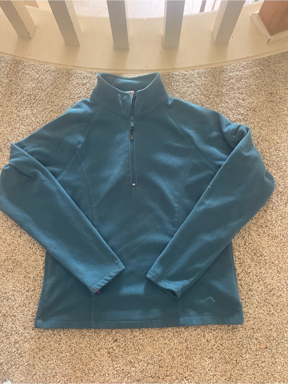 Women's Teal Quarter-Zip Fleece Pullover Jacket